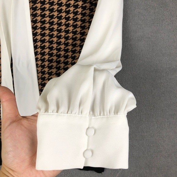 Adrianna Papell Twofer Houndstooth Trim Sweater size M - Picture 5 of 8